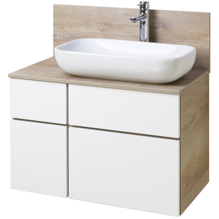 Комплект AQUATON Мишель 80 тумба Дуб Эндгрейн, раковина Инфинити, столешница 1A2445K0MIX40