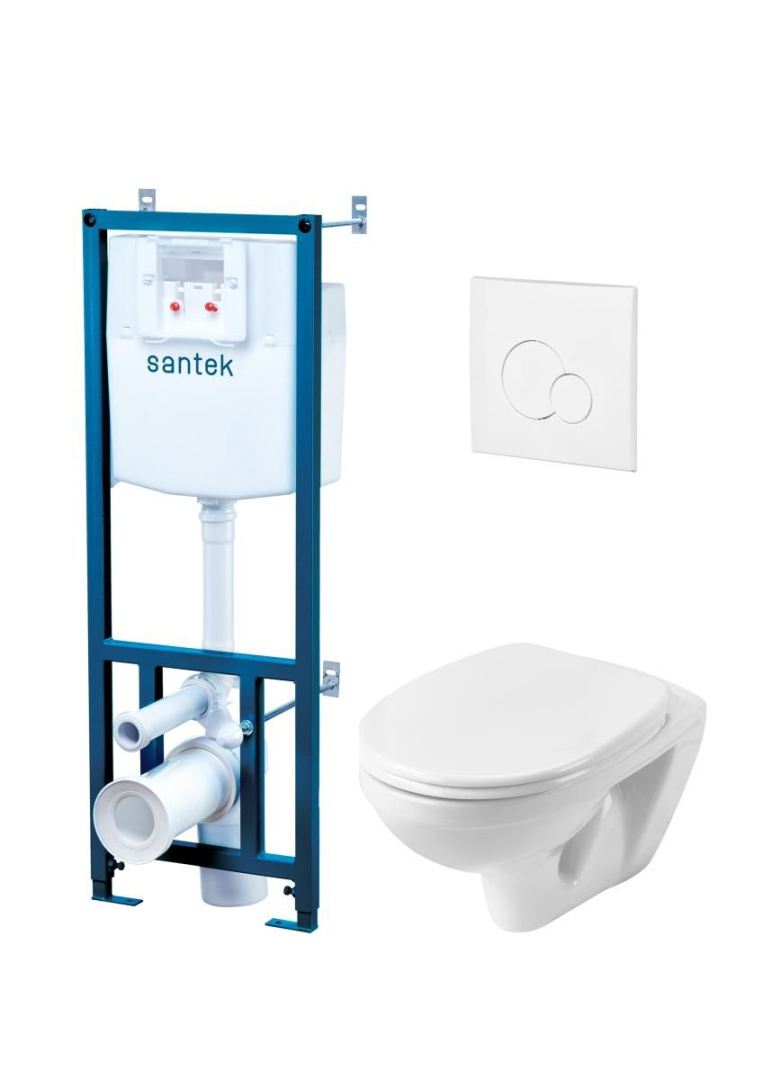 Комплект инсталляция с подвесным унитазом Santek Бореаль Пэк сиденье микролифт белая кнопка 1.WH30.2.464