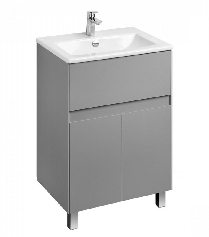 Комплект тумба-умывальник Aquaton Форест 60 Туманный серый и раковина Элина 60 1A2782K0FR4D0