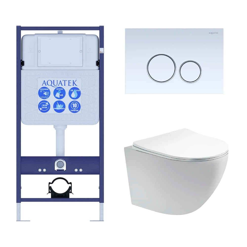 Комплект инсталляции 4 в 1 AQUATEK Европа T с унитазом AQ1900T-00 и клавишей KDI-0000015 SET AQUATEK ЕВРОПА T KDI15