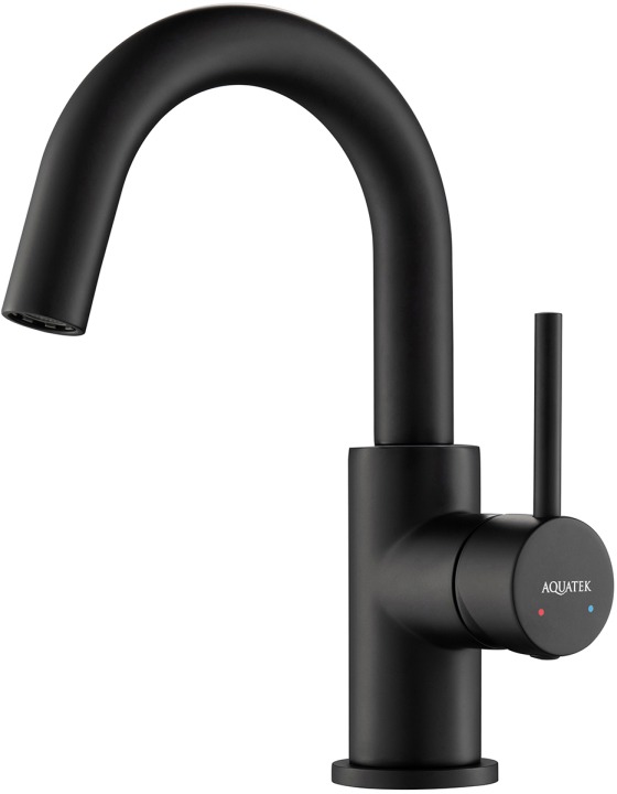 Смеситель для раковины Aquanet Europa без донного клапана матовый черный AQ1307MB