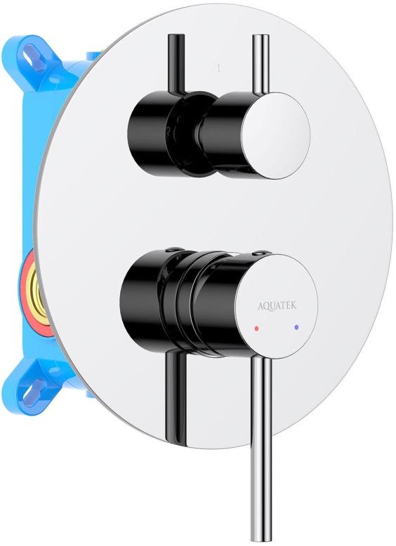 Смеситель для ванны встраиваемый Aquanet Европа 2 режима внешняя и скрытая часть хром AQ1346CR