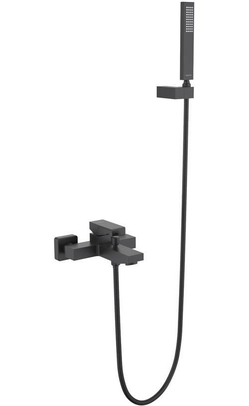 Смеситель для ванны Aquanet Libra с душевым набором 1jet черный матовый AQ1649MB