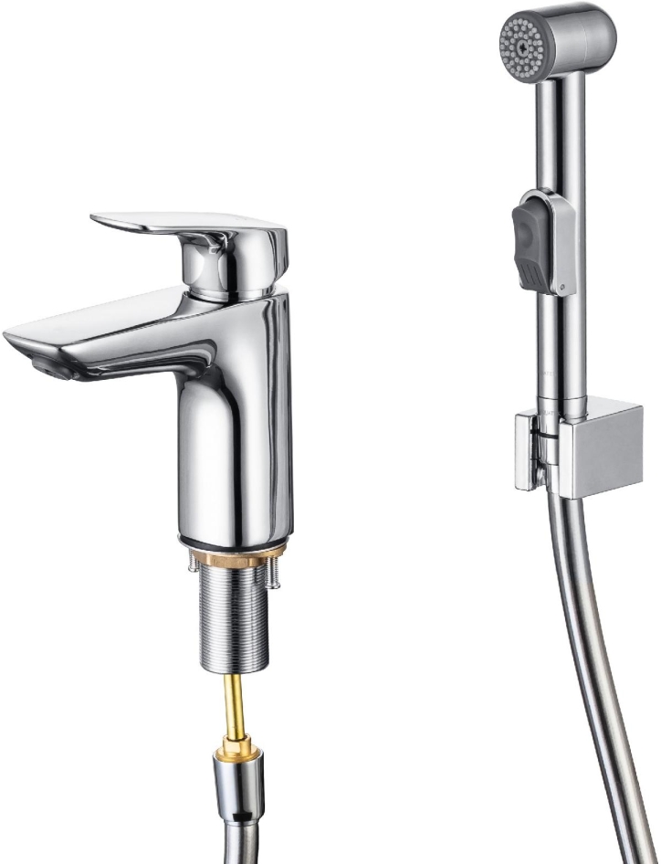 Смеситель для раковины Aquanet Вега с гигиеническим душем хром AQ1012CR
