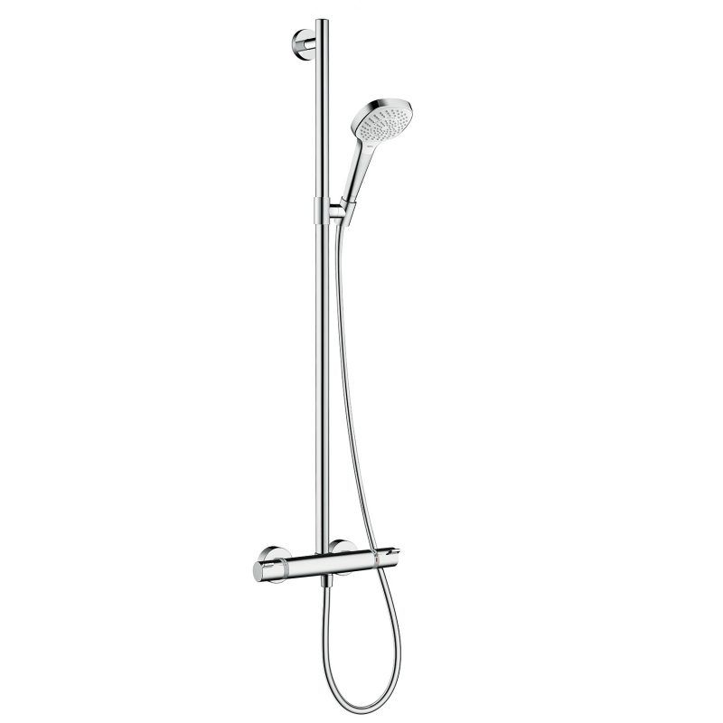 Душевой гарнитур Hansgrohe Croma Select E Multi SemiPipe штанга 1000 мм 3 режима цвет белый/хром 27248400