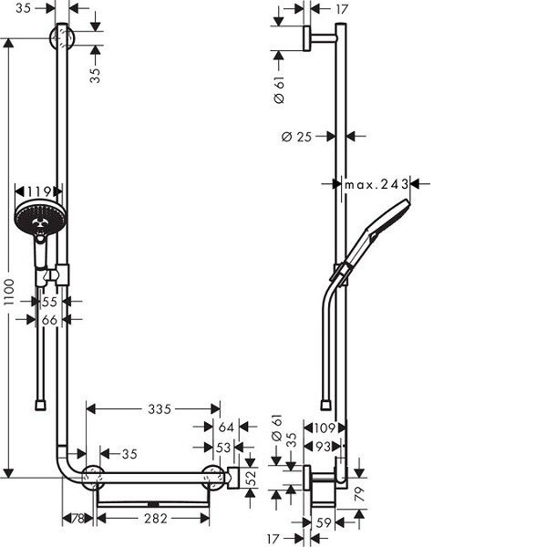Душевой гарнитур Hansgrohe Raindance Select S 120 3jet со штангой 1100 мм хром 26324000