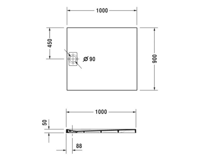 Душевой поддон Duravit Stonetto 1000x900x50 мм антрацит 720166680000000