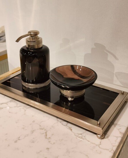 Набор аксессуаров Cristal et Bronze Obsidienne поднос мыльница и дозатор никель матовый 36516F/36460F/36278F