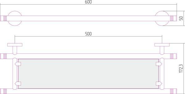 Полка стеклянная Сунержа Каньон 600x50x175 мм черный хром 01-3003-0600