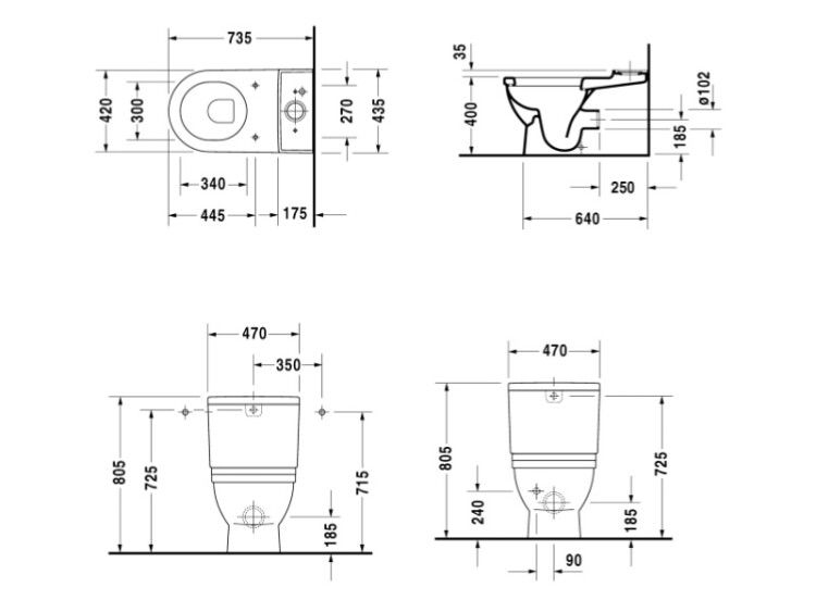 Унитаз напольный Duravit Starck 3 420x740x400 мм 2104090000