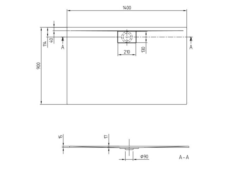 Душевой поддон Villeroy & Boch Architectura Metalrim 1400x900x17 мм с антислипом Vilbogrip белый UDA1490ARA215GV01