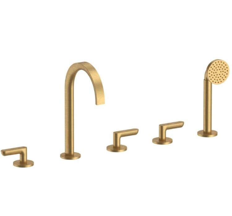 Смеситель для ванны и душа Fantini Icona Deco на борт ванны Pure Brass PVD 53Q7R165