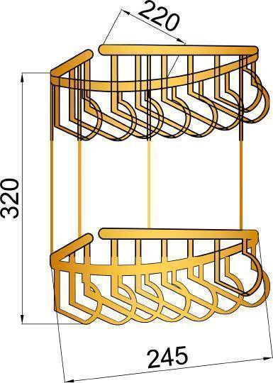 Полка 2-ярусная подвесная Boheme Medici 24.5х22х29.5 см бронза 10622