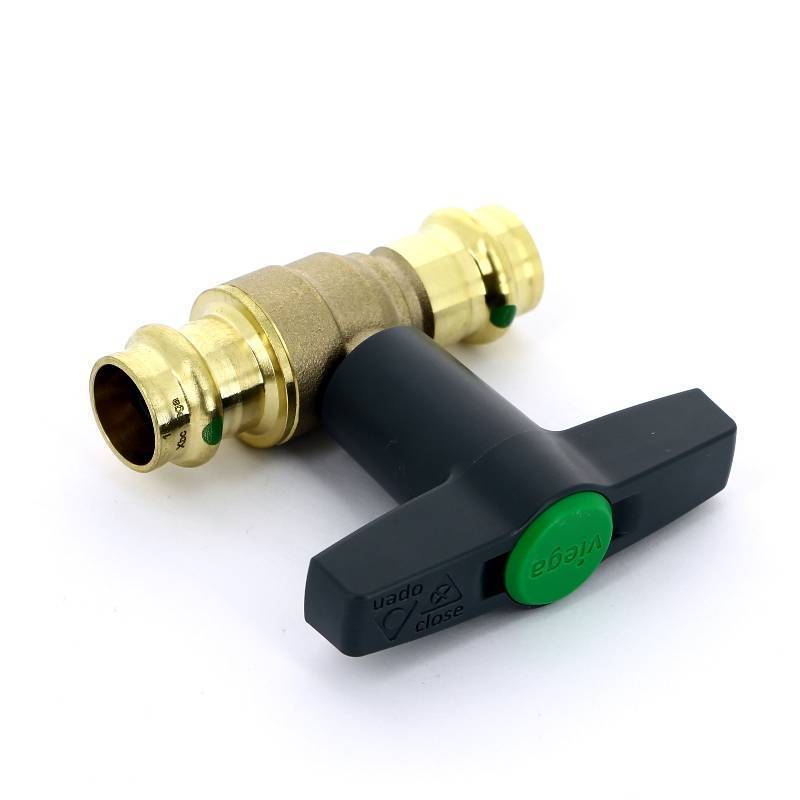 Кран шаровой Viega Easytop 18 пресс бронза SC-Contur высокая Т-образная ручка 746384