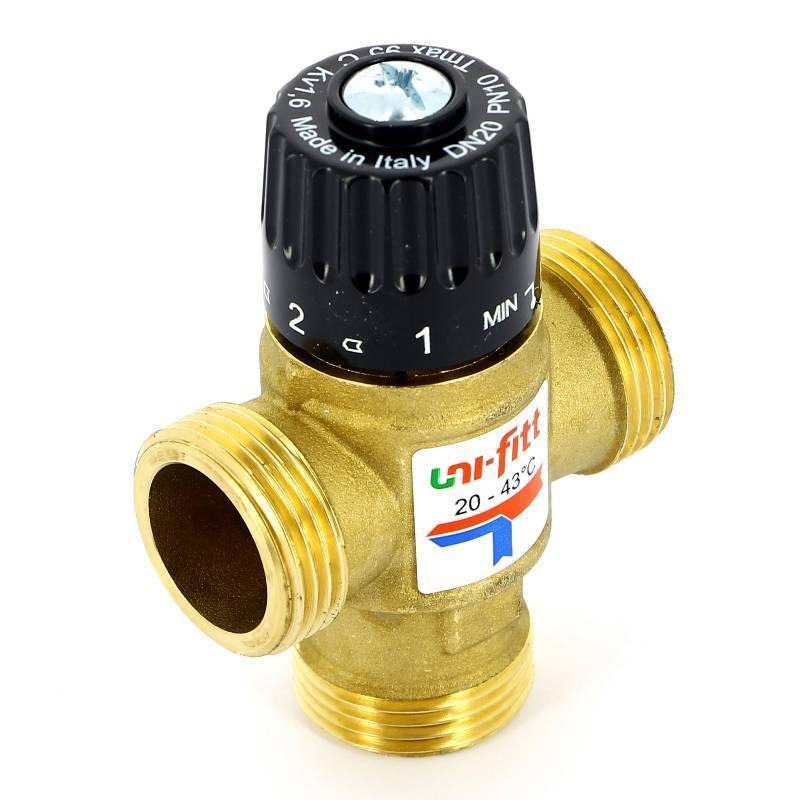 Клапан термосмесительный Uni-Fitt 1 20-43°C Kvs 1.6 боковое смешение 351G0140