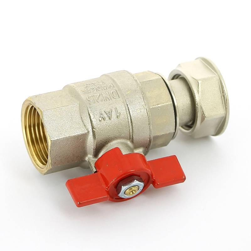 Кран шаровой Uni-Fitt 1 ВВ с накидной гайкой и уплотнением никелированный 117N4400