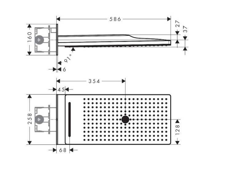 Верхний душ Hansgrohe Rainmaker Select 580 3jet 580x260 мм черный/хром 24001600