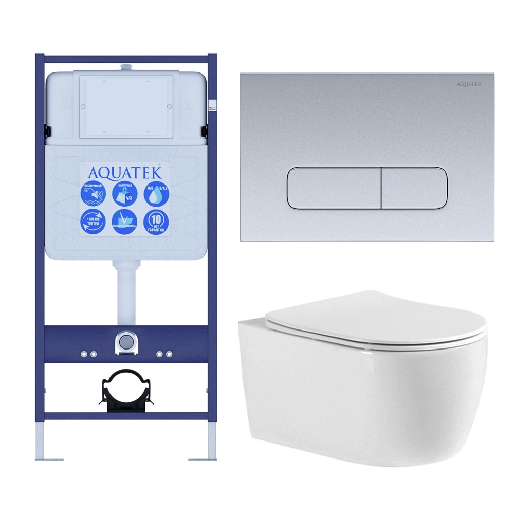 Комплект инсталляции с унитазом AQUATEK ЕВРОПА cmp014 (рама INS-0000012, клавиша KDI-0000014, унитаз AQ1106-00) ЕВРОПА cmp014