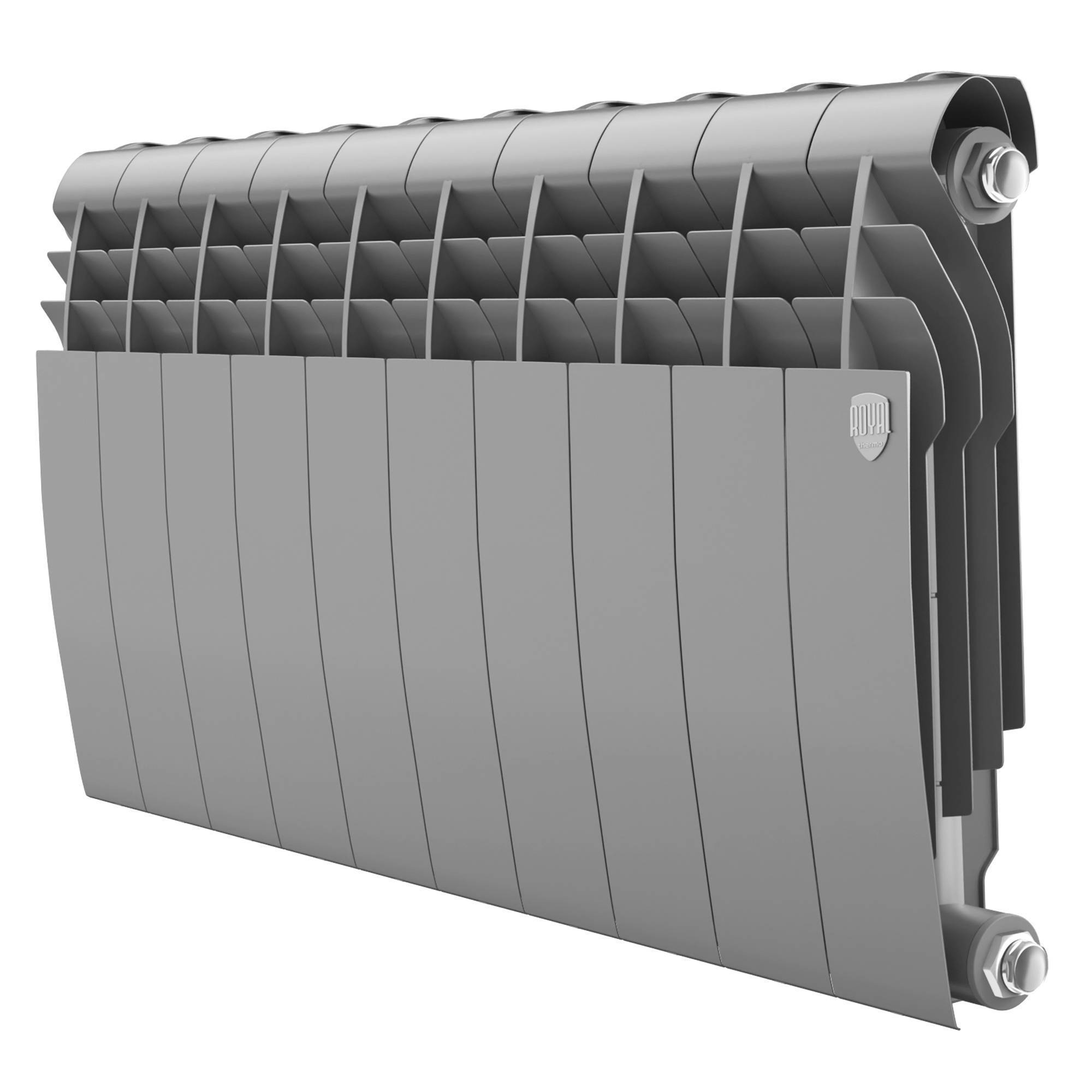 Радиатор биметаллический Royal Thermo BiLiner 350 Silver Satin 10 секций боковое подключение НС-1197126