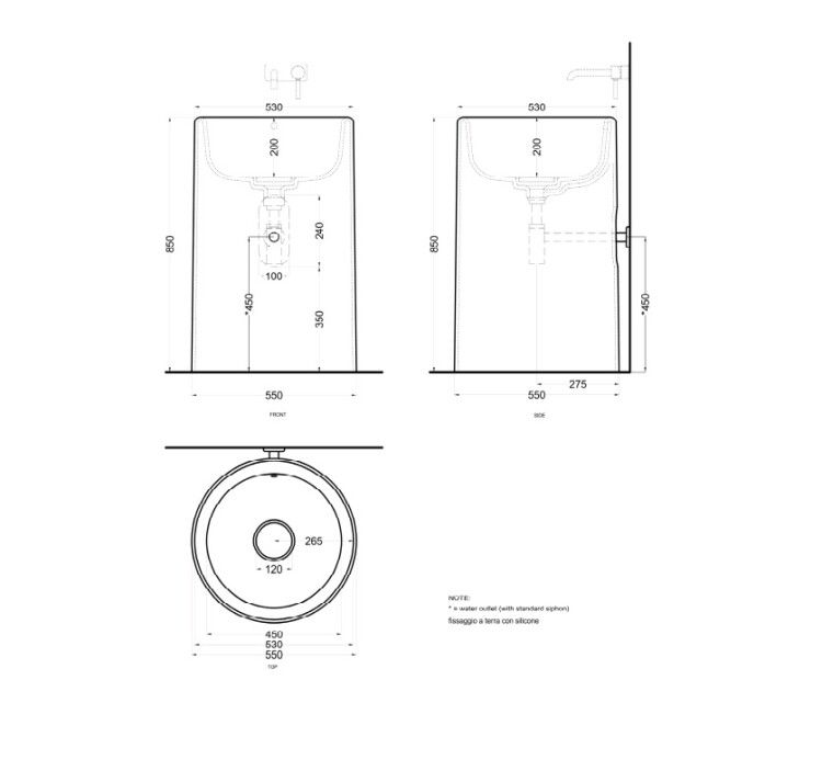 Раковина напольная Ceramica Cielo Itaca 530x530 мм Ninfea ITFREEPNI