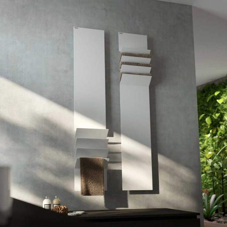 Полотенцесушитель электрический Antrax IT Flaps A 350x1210 мм со штекером Schuko белый матовый ECFPA121001BBCOR