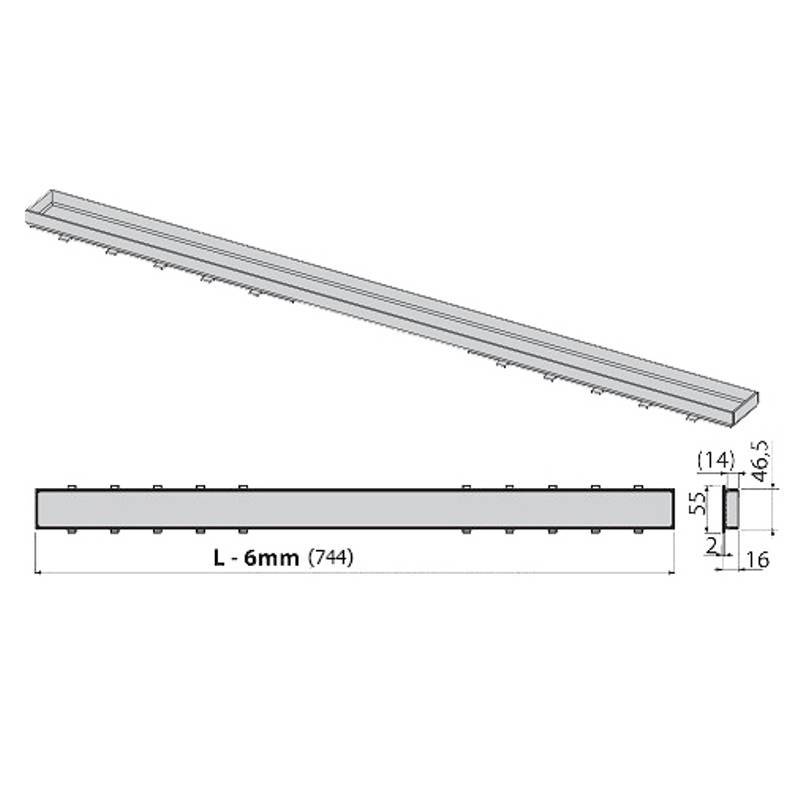 Решетка под кладку плитки Alcaplast TILE-750 для лотка APZ12 750 мм нержавеющая сталь TILE-750
