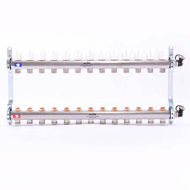Коллекторная группа из нержавеющей стали Uni-Fitt 315S с регулировочными и термостатическими вентилями 1 x 3/4 EK 13 выходов 451I4313