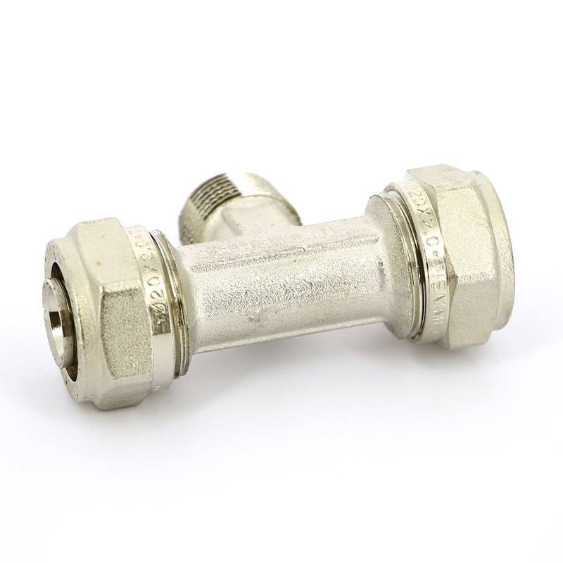 Тройник обжимной Tiemme никелированный 20x3/4x20 наружная резьба 1600076