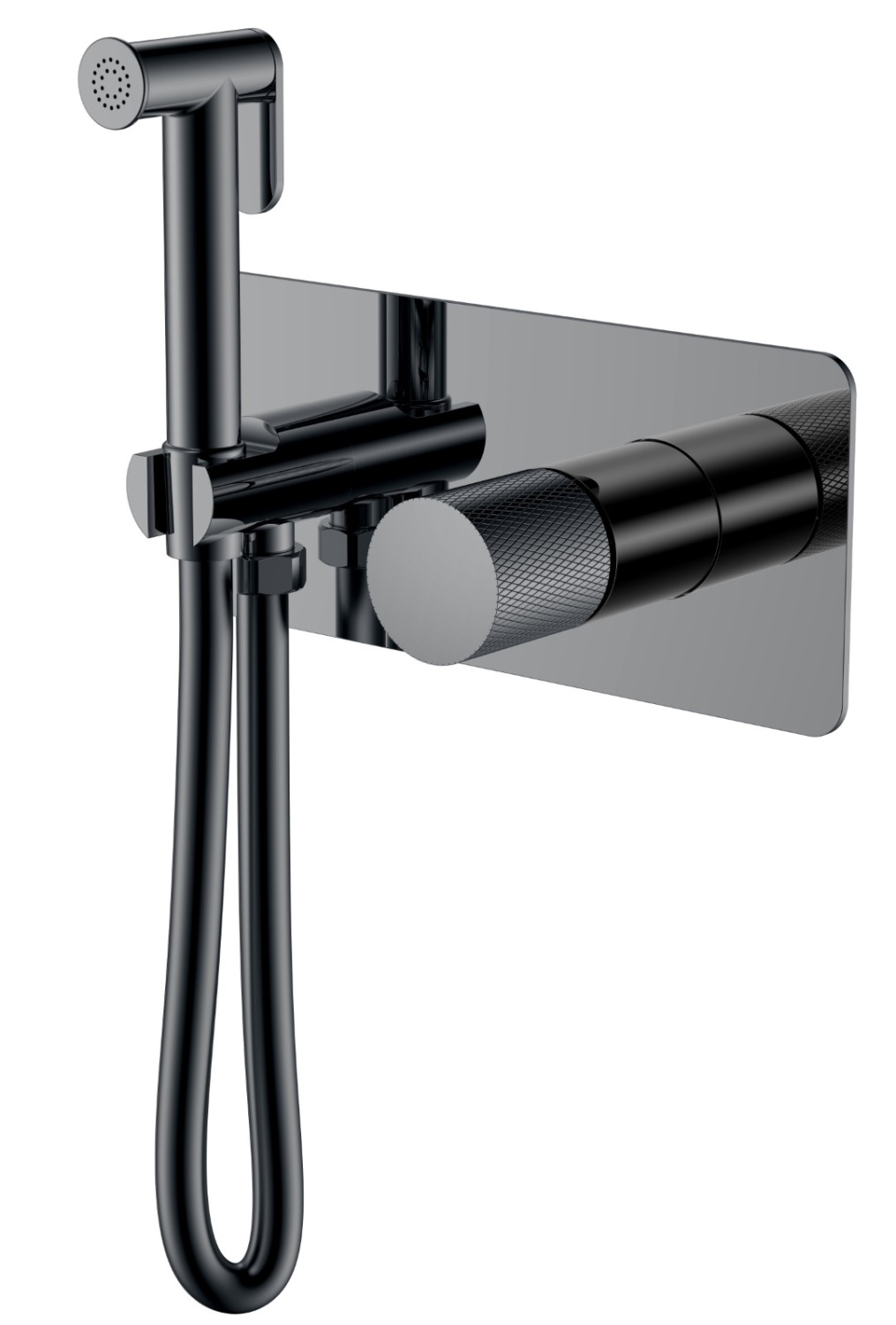 Гигиенический душ со смесителем Boheme Stick Touch встраиваемый глянцевый оружейный металл 127-SGM.2