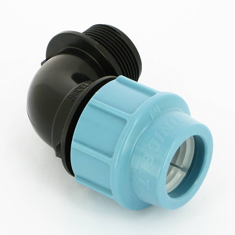 Угольник обжимной для труб ПНД Unidelta 32х1 1/4 наружная резьба 1008032005