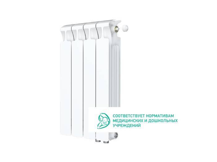 Радиатор биметаллический RIFAR Monolit Ventil 500 4 секции нижнее правое подключение RMV50004R