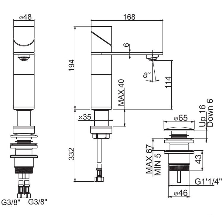 Смеситель для раковины Fima Carlo Frattini Slide Inox F5801INOX