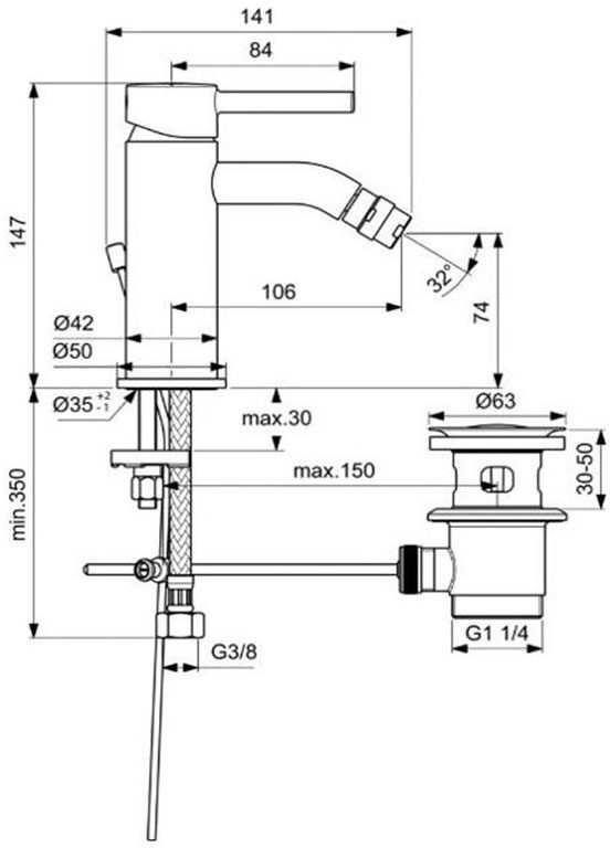 Смеситель для биде Ideal Standard Ceraline BC197AA