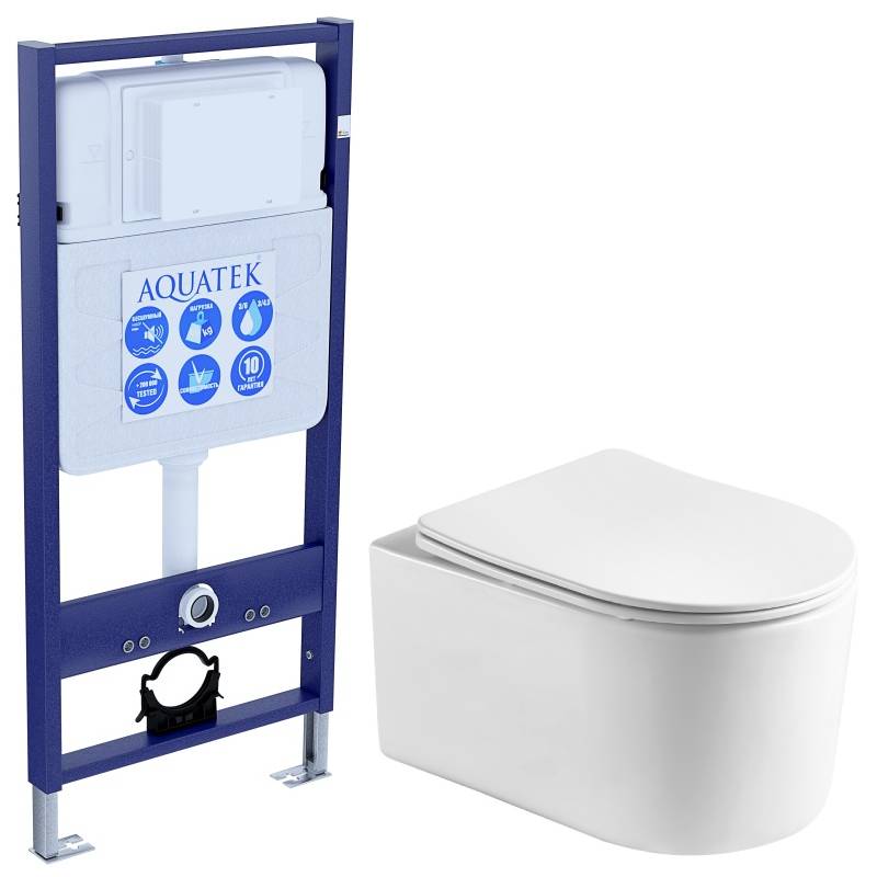 Комплект инсталляции AQUATEK МИЯ Т с унитазом AQ2004T-00 и сиденьем soft-close INS-0000012/AQ2004T-00