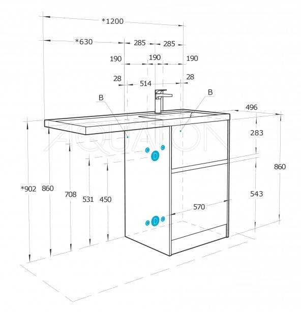 Тумба под раковину Aquaton Лондри 60 Дуб рустикальный 1A2669K1LHDR0