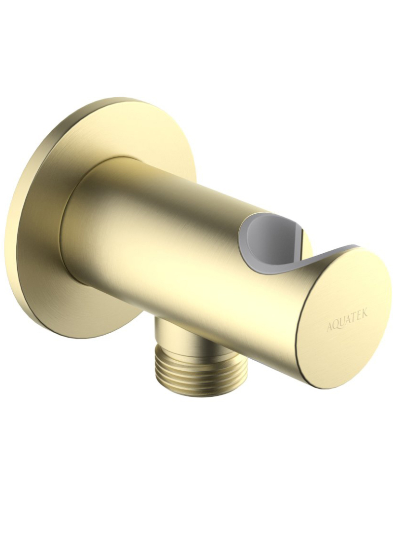 Шланговое подсоединение с держателем Aquanet AQ2464BG шлифованное золото AQ2464BG