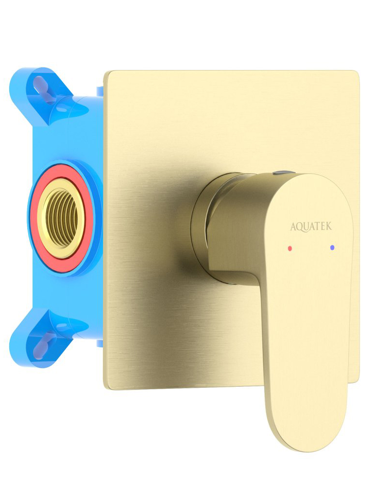 Смеситель для душа Aquanet Oberon скрытого монтажа 1 режим шлифованное золото AQ1266BG