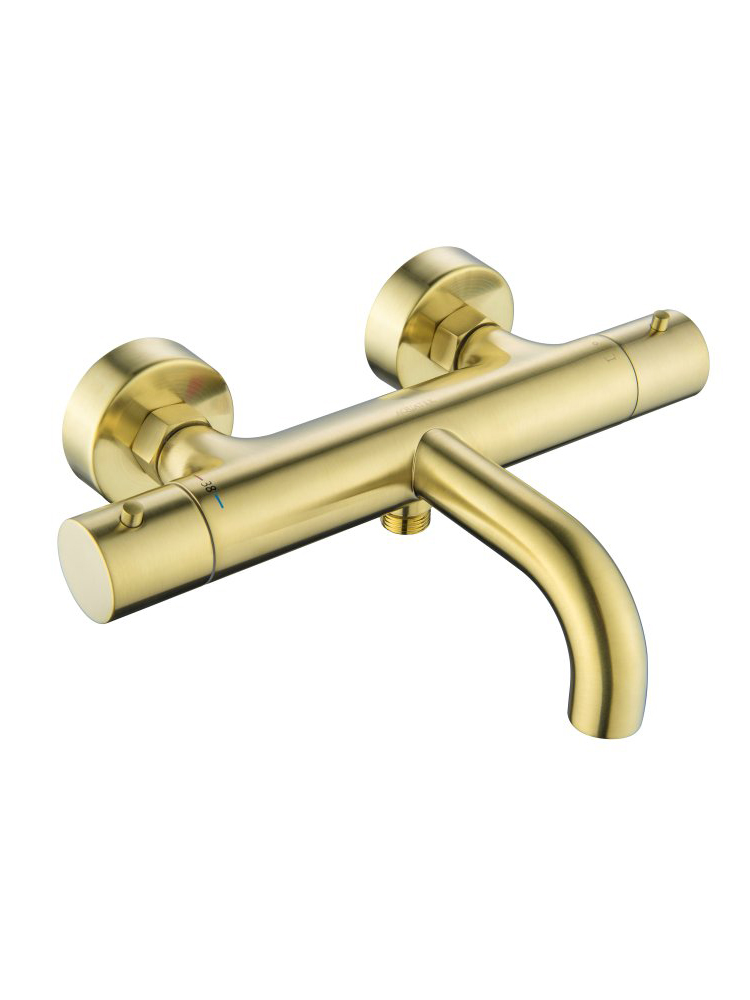 Смеситель для ванны термостатический Aquanet Европа шлифованное золото AQ1343BG