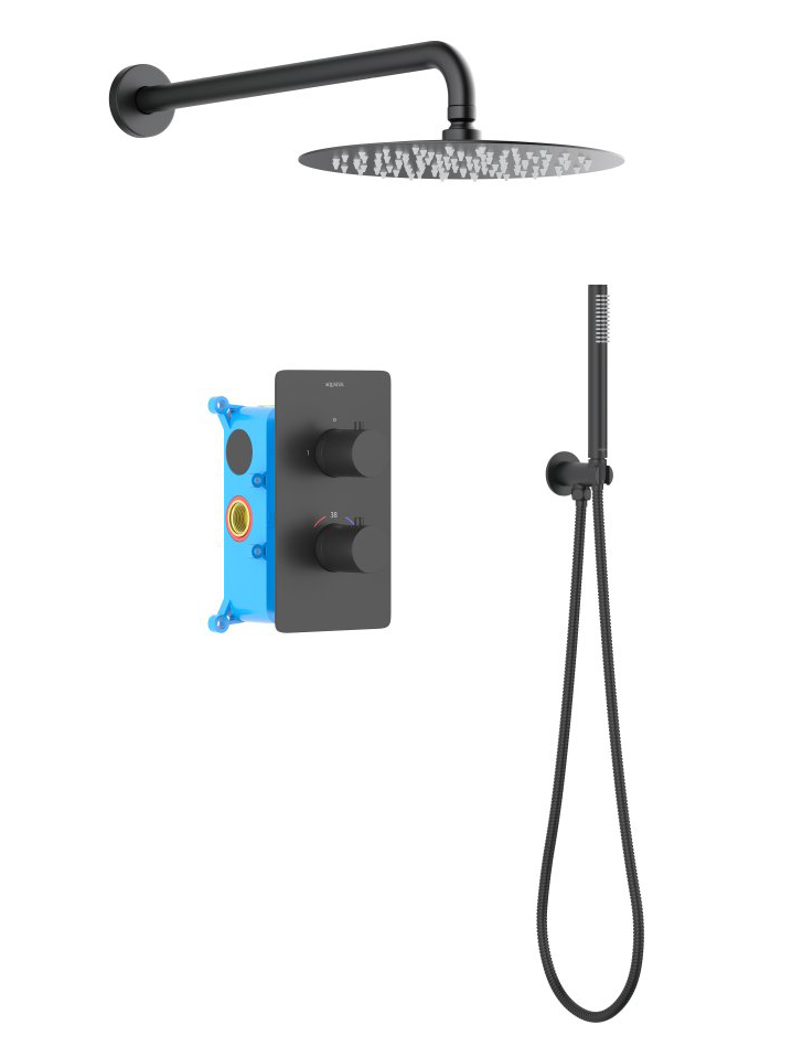 Душевой комплект 3 в 1 Aquanet Европа 2 режима матовый черный AQ1376MB