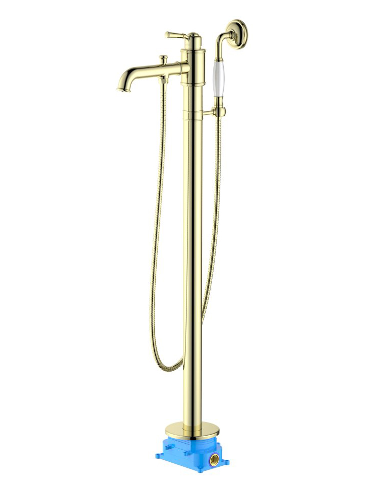 Смеситель для ванны напольный Aquanet Классик комплект полированное золото AQ1545PG