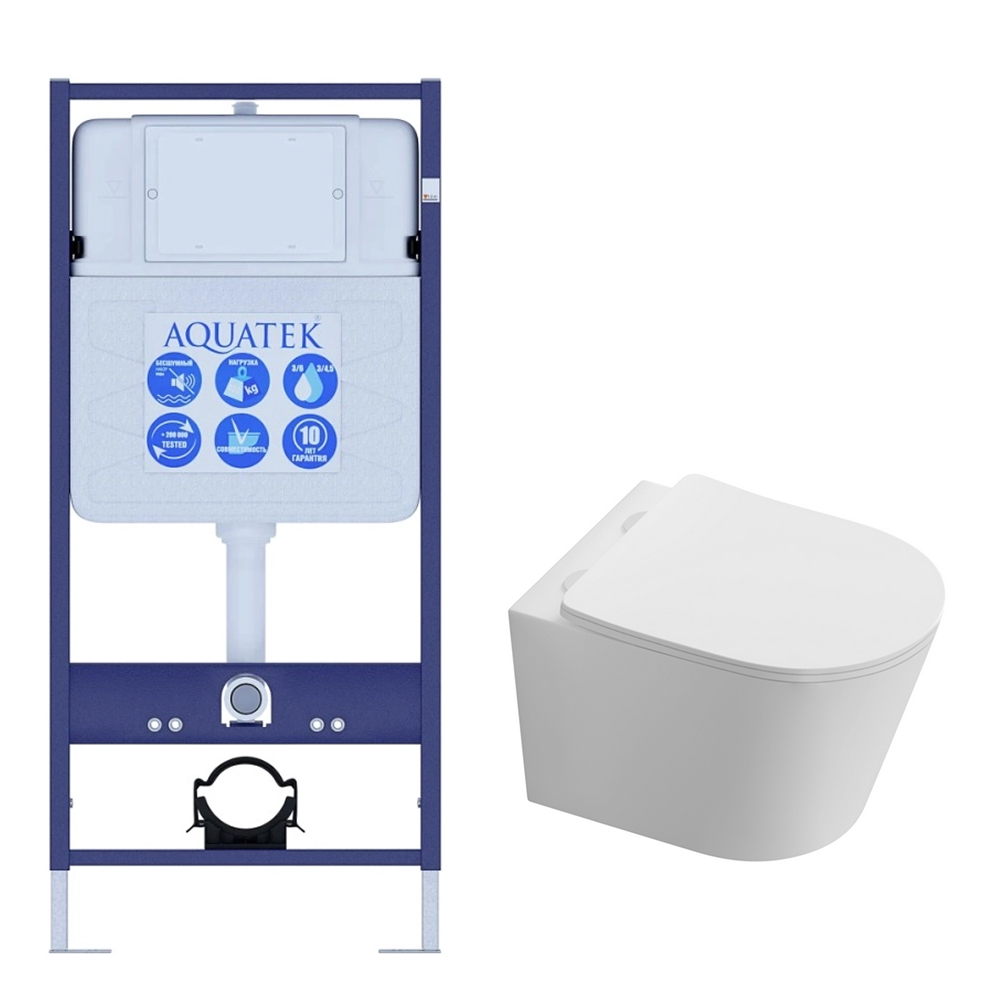 Комплект инсталляции AQUATEK Таурус Т (рама INS-0000012, унитаз AQ1580T-00, сиденье soft-close) ТАУРУС Т