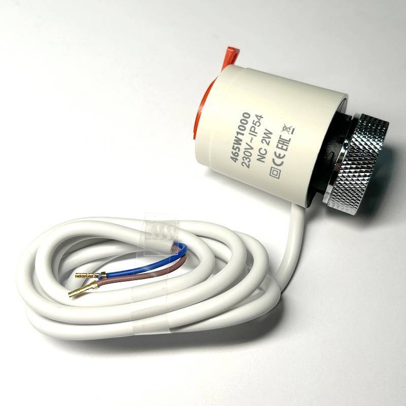 Привод термоэлектрический Stout NC нормально закрытый 230 В белый кабель 1 м STE-0001-000001