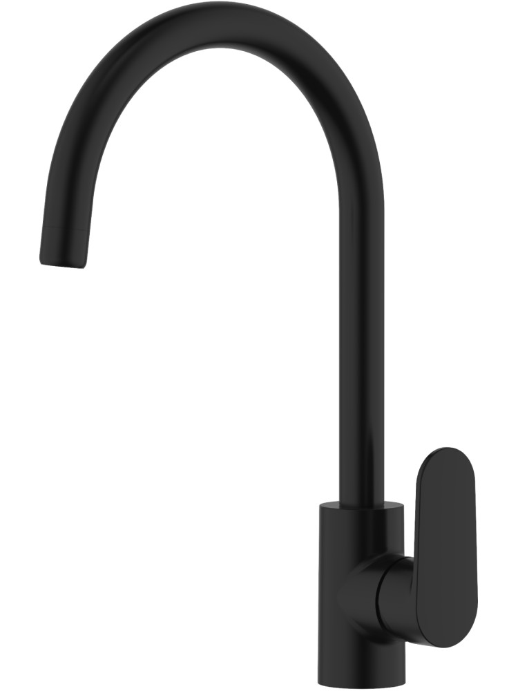 Смеситель для кухни Aquanet Ника полукруглый излив матовый черный AQ1882MB