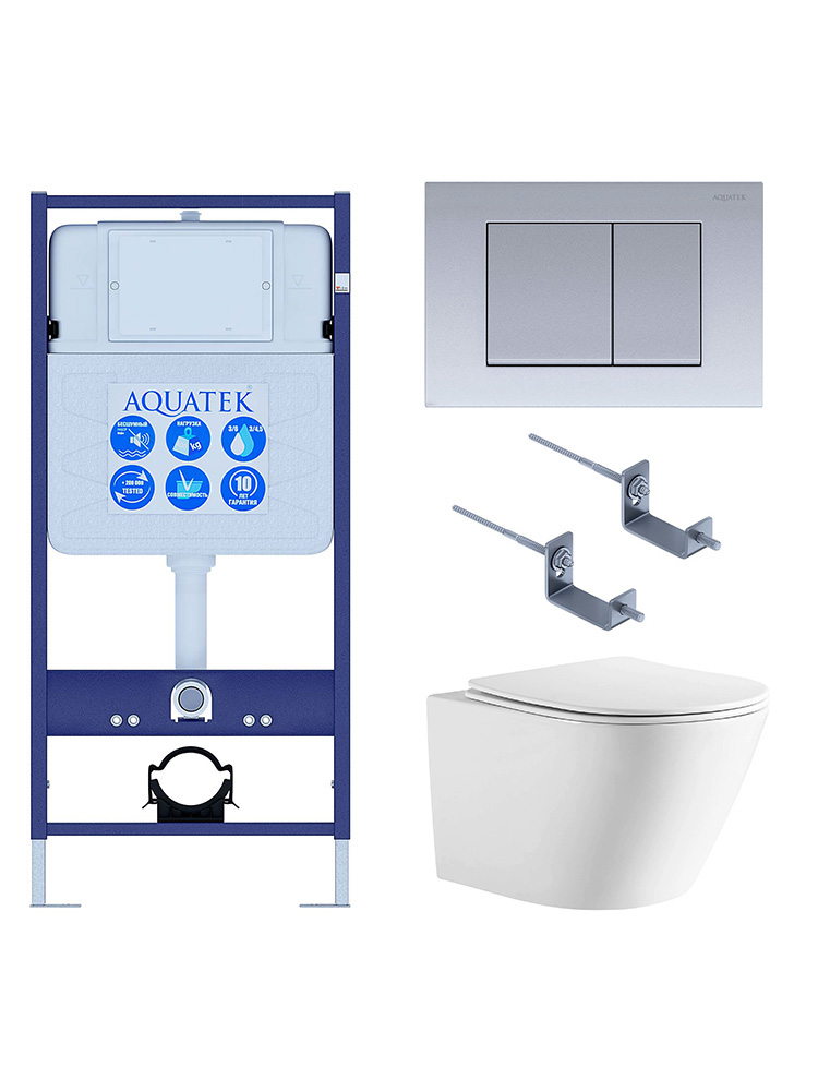 Комплект инсталляция с унитазом Aquatek Либерти 4 в 1 (INS-0000012, KKI-0000002, KDI-0000011, AQ1999T-00) ЛИБЕРТИ-011 4в1
