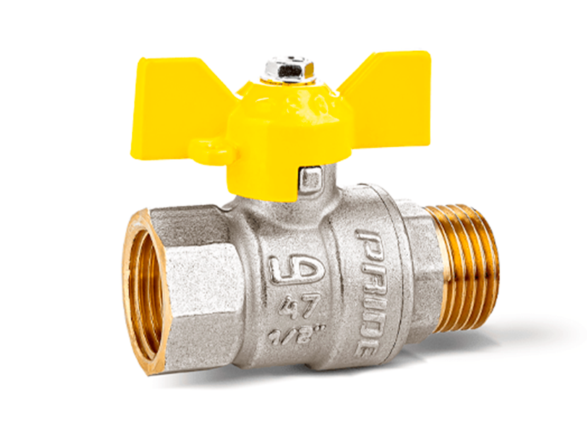 Кран шаровой латунный LD Pride 47.15.В-Н.Б GAS Ду 15 Ру 40 вн-нр бабочка для газа 47.15.В-Н.Б GAS