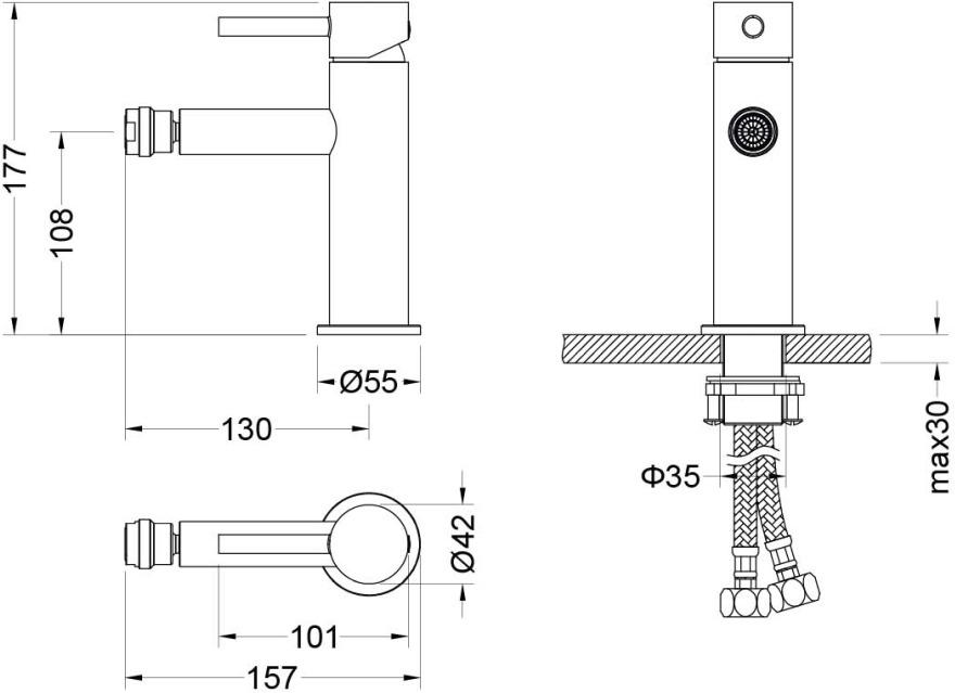 Смеситель для биде Aquanet Европа AQ1318CR хром AQ1318CR