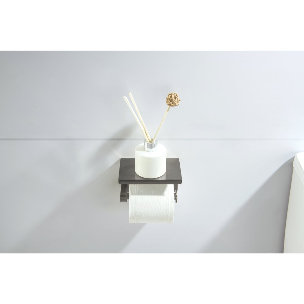 Бумагодержатель с полкой Aquanet Europa AQ4939BGM оружейная сталь шлифованный черный хром AQ4939BGM