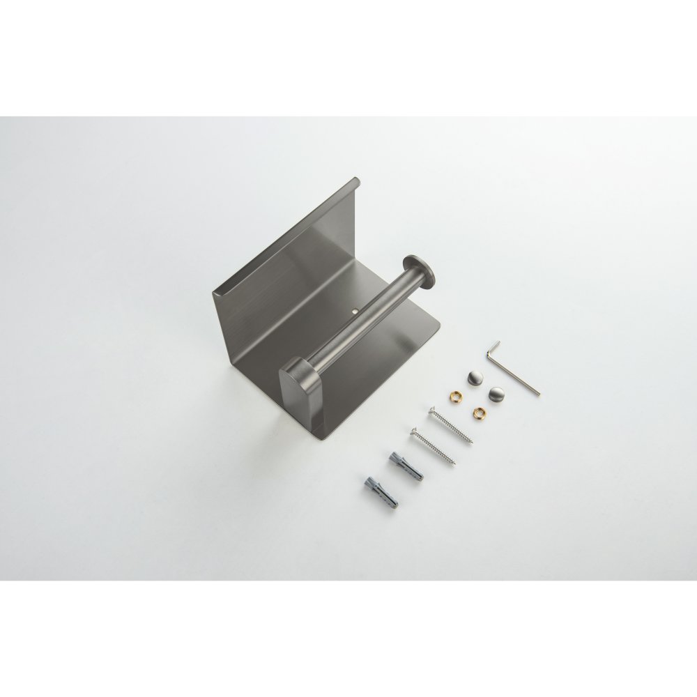 Бумагодержатель с полкой Aquanet Europa AQ4939BGM оружейная сталь шлифованный черный хром AQ4939BGM