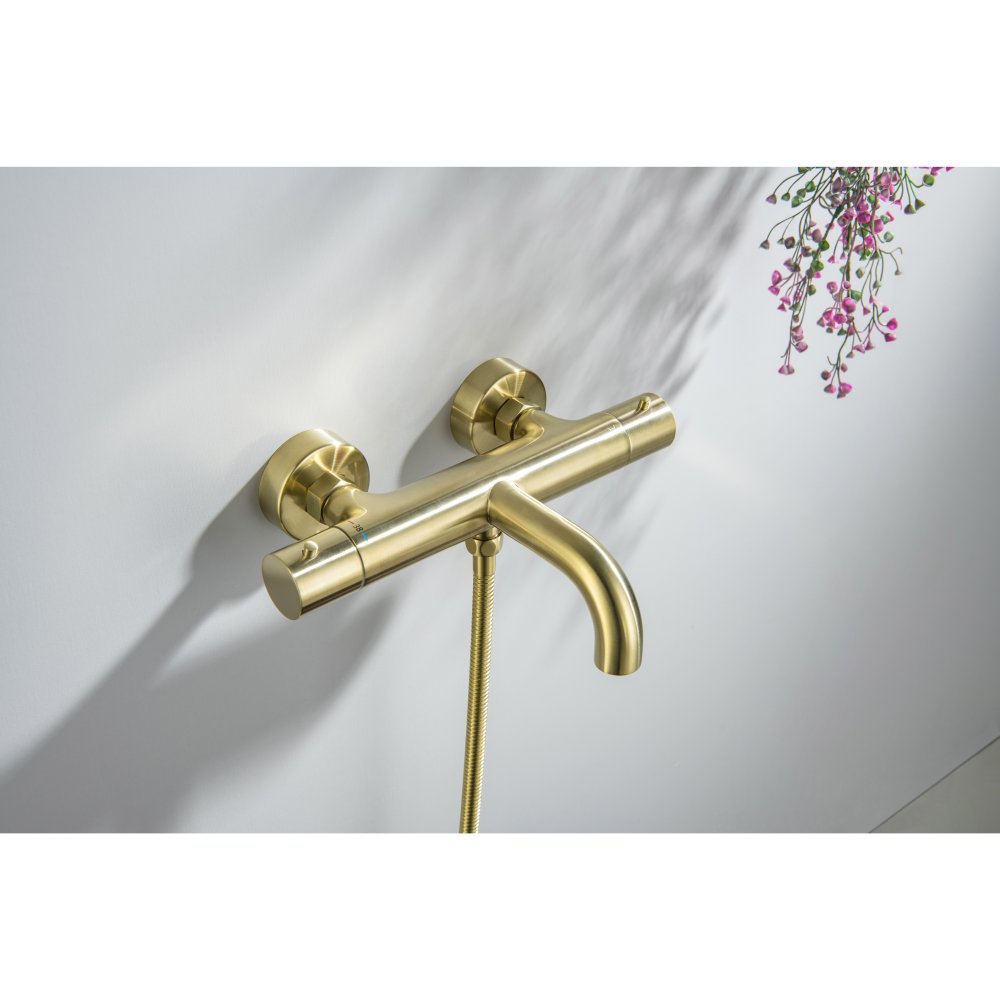 Смеситель для ванны термостатический Aquanet Европа шлифованное золото AQ1343BG