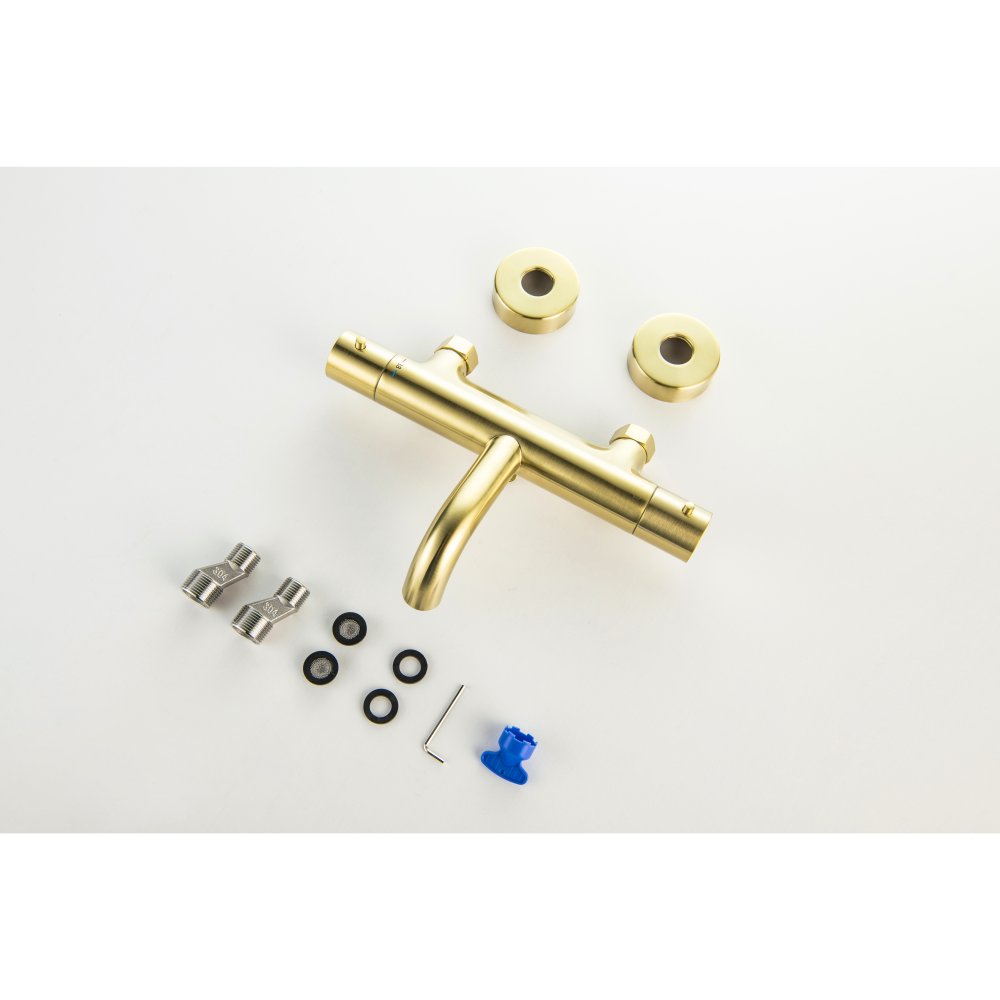 Смеситель для ванны термостатический Aquanet Европа шлифованное золото AQ1343BG